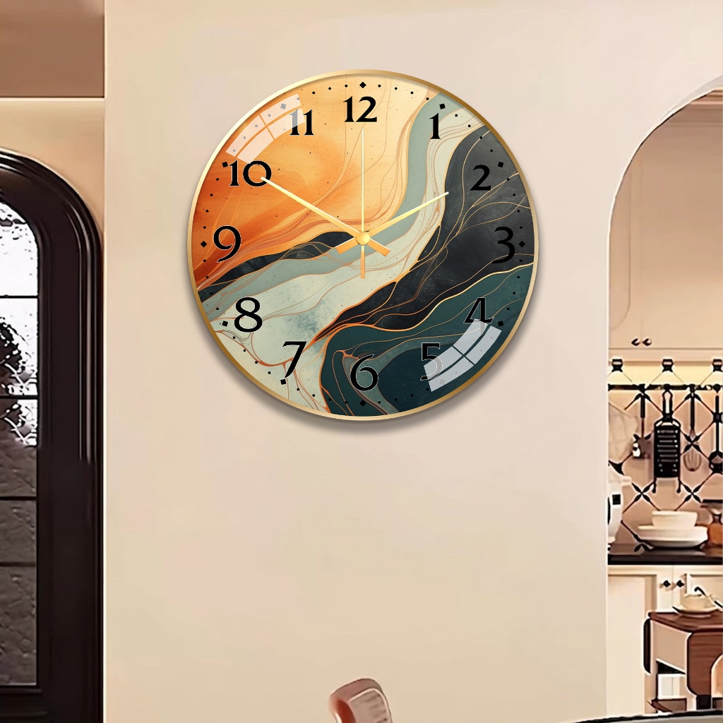Đồng Hồ Tròn Tráng Gương Kim Trôi. Tranh in UV5D Cao Cấp - Gỗ MDF Phủ Melamine 2 Lớp! - Top Decor