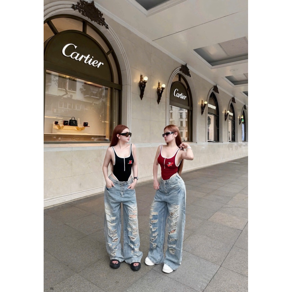 Áo bodysuit phối viền ôm dáng phối đồ cực xinh