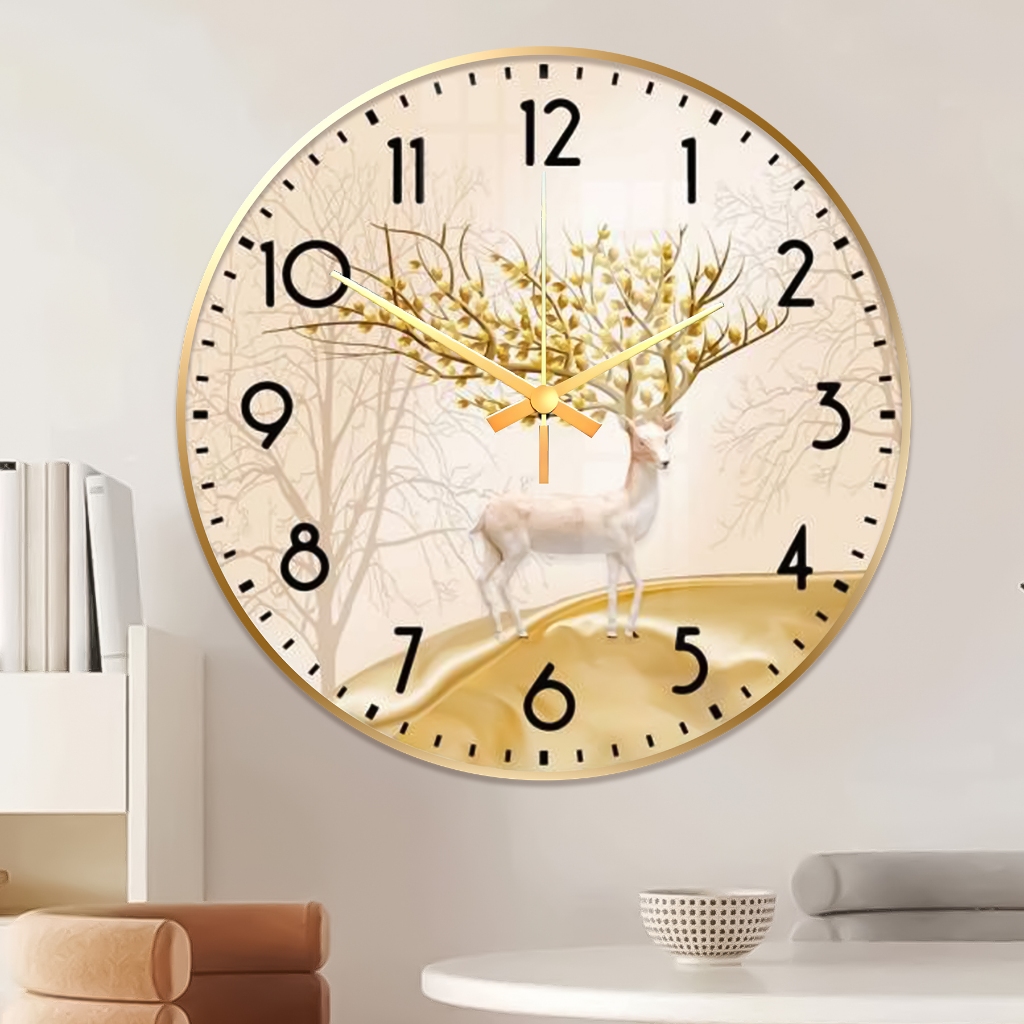 Đồng Hồ Tròn Tráng Gương Kim Trôi. Tranh in UV5D Cao Cấp - Gỗ MDF Phủ Melamine 2 Lớp! - Top Decor