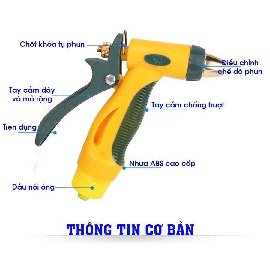 Bộ vòi tưới cây, rửa xe ROLO MY NHAN chiều dài từ 10m đến 35m, vòi nhiều chế độ phun, dây 04 lớp bao gồm rulo cuốn dây