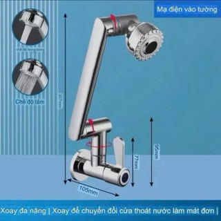Vòi rửa bát gắn tường 1 dây lạnh bóng xoay 720 thuận tiện sử dụng, rễ ràng lắp đặt