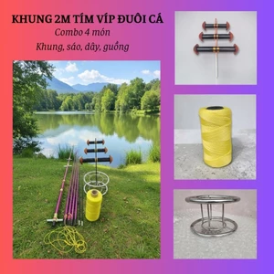 COMBO 4 MÓN : KHUNG 2M TÍM VÍP ĐUÔI CÁ. SÁO 3 QUẢ D30, DÂY 300M x 1.1 VÀ GUỒNG D15