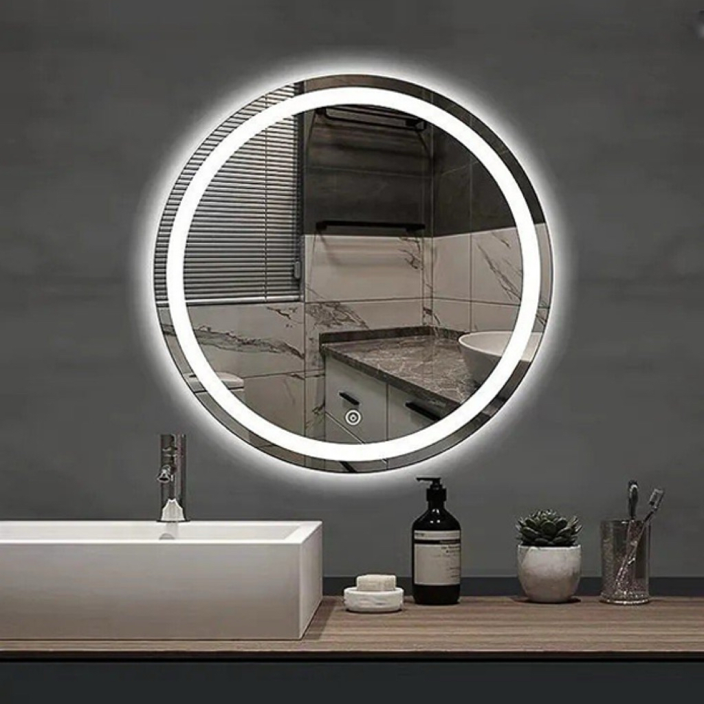 Gương Tròn Treo Tường LED Phòng Tắm Chống Nước Soi Rõ Nét Ánh Sáng 3 Màu
