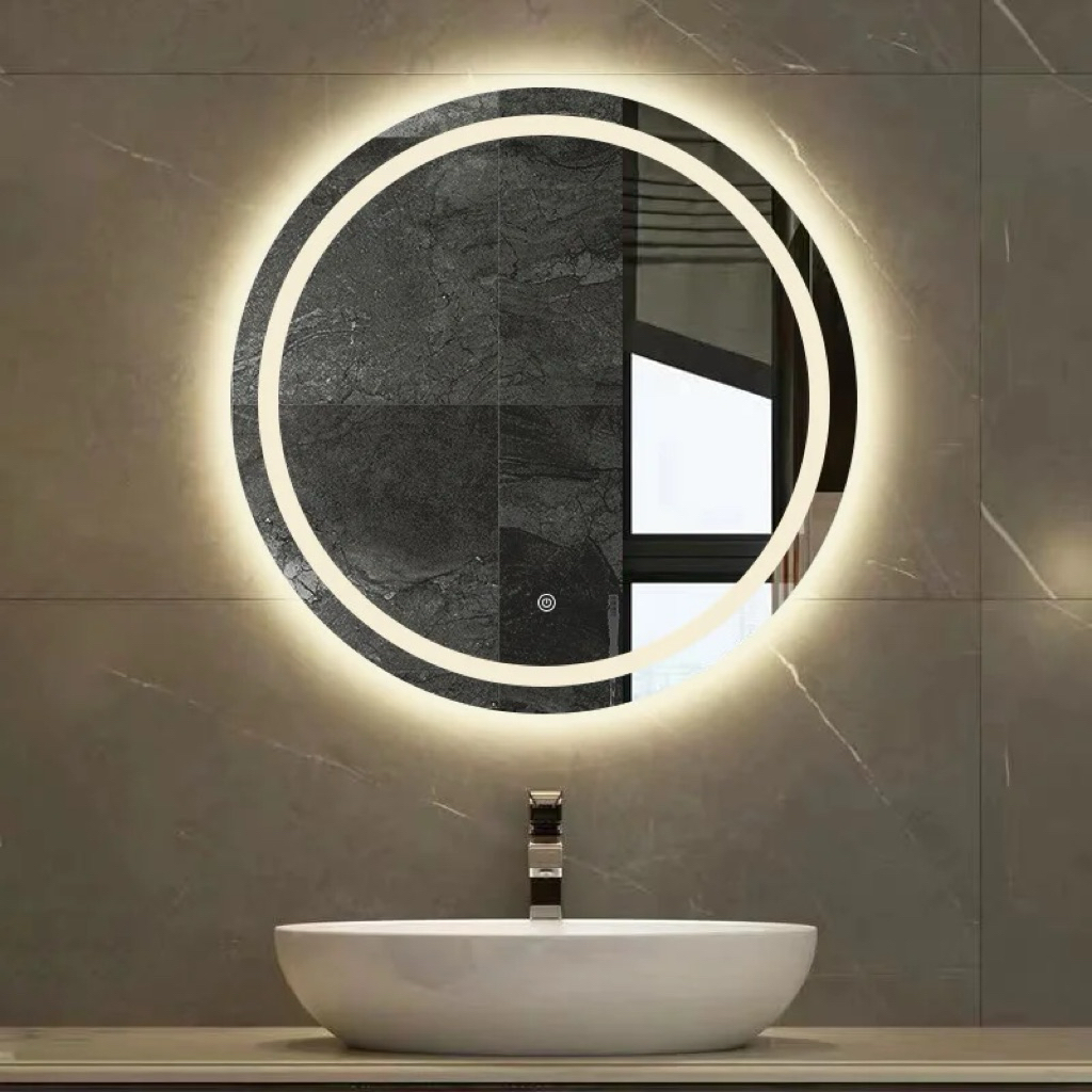 Gương Tròn Treo Tường LED Phòng Tắm Chống Nước Soi Rõ Nét Ánh Sáng 3 Màu