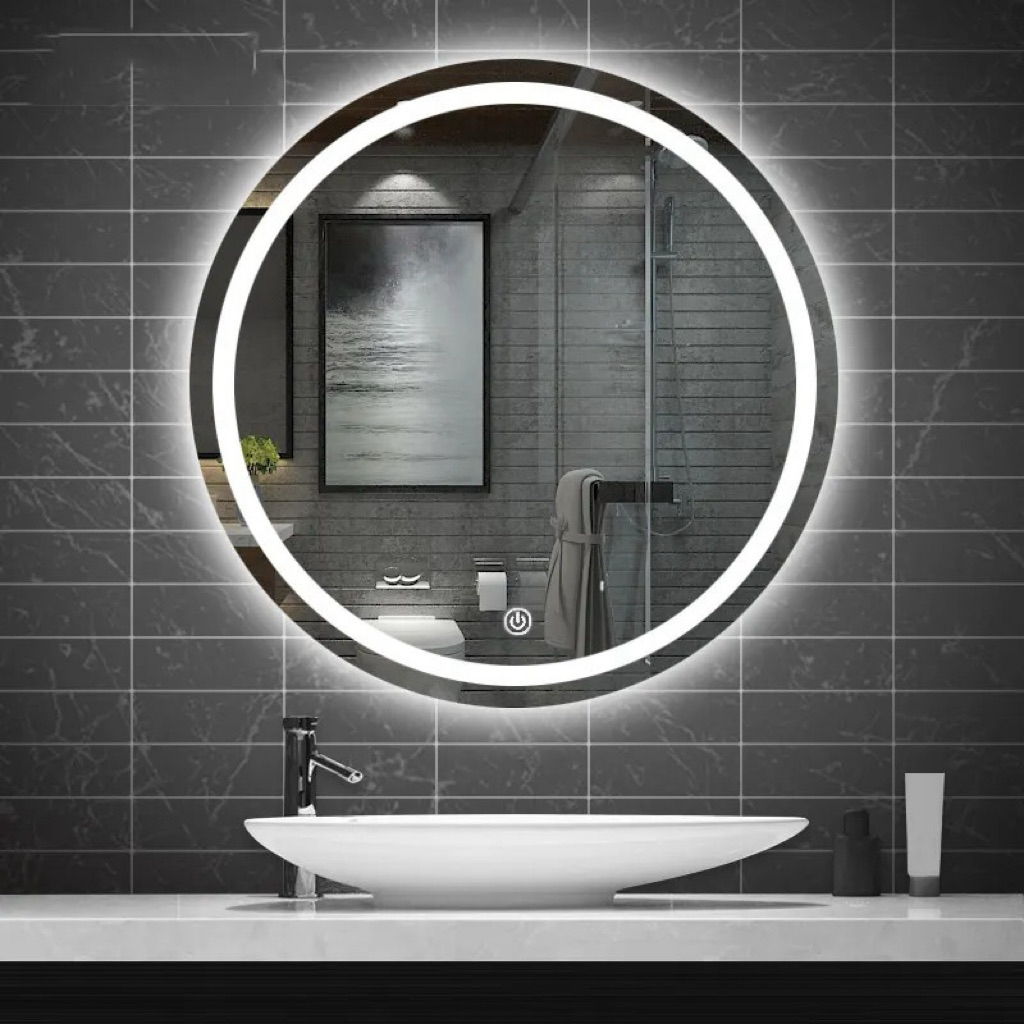 Gương Tròn Treo Tường LED Phòng Tắm Chống Nước Soi Rõ Nét Ánh Sáng 3 Màu