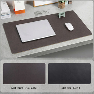Pad Chuột Cỡ Lớn Da PU 2 Mặt Màu Cafe/Đen - Chống Nước 100% - Chống Xước - Chống Bụi