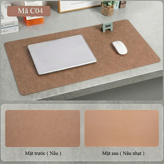 Pad Chuột Cỡ Lớn Da PU 2 Mặt Màu Nâu/Nâu Nhạt - Chống Nước 100% - Chống Xước - Chống Bụi