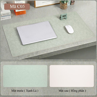 Pad Chuột Cỡ Lớn Da PU 2 Mặt Màu Xanh/Hồng phấn - Chống Nước 100% - Chống Xước - Chống Bụi