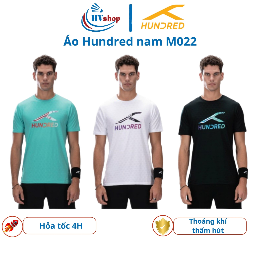 Áo cầu lông Hundred M022 chính hãng, Unisex, thoáng khí, thấm hút mồ hôi tốt - HVShop
