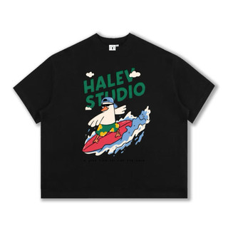 Áo thun BOXY Form Unisex Halev Brand in hình Vịt lướt sóng dễ thương chất Cotton Premium 260gsm