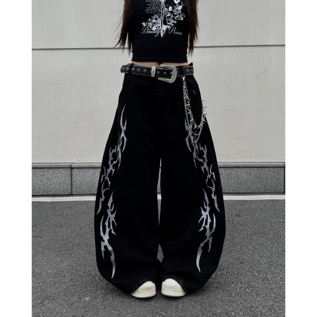 [DEAL MỞ BÁN] Quần Jean Ống Cong Flame Silver , Quần Jean Nam Nữ Ống Rộng- Street Pant Bum Bum STU