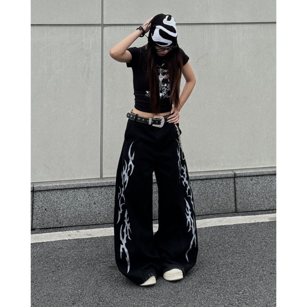[DEAL MỞ BÁN] Quần Jean Ống Cong Flame Silver , Quần Jean Nam Nữ Ống Rộng- Street Pant Bum Bum STU