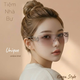 Mắt kính y2k Bự Store nữ dáng hiphop thời trang cá tính màu ombre khói mẫu mới của năm 2048