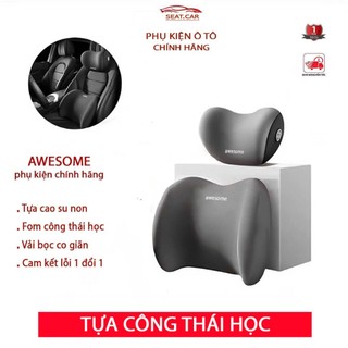 ✈️[Freeship] Gối tựa ô tô cao su non, vỏ cotton thoáng khí