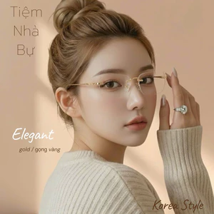 Gọng mắt Kính nữ không viền độc lạ đính ngọc trắng Bự store chân kim loại 1135 / 1038