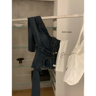 𝐏𝐡𝐢𝐞𝐧 𝐖𝐆𝐖𝐄 | (Sẵn S) w9120 Quần jean Ống Suông Xanh Đậm 101-103cm