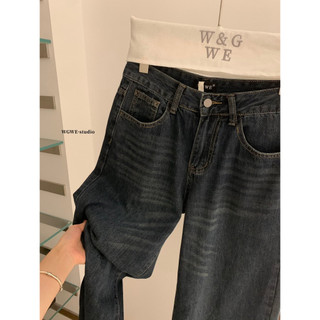 𝐏𝐡𝐢𝐞𝐧 𝐖𝐆𝐖𝐄 | (Sẵn S) w9120 Quần jean Ống Suông Xanh Đậm 101-103cm