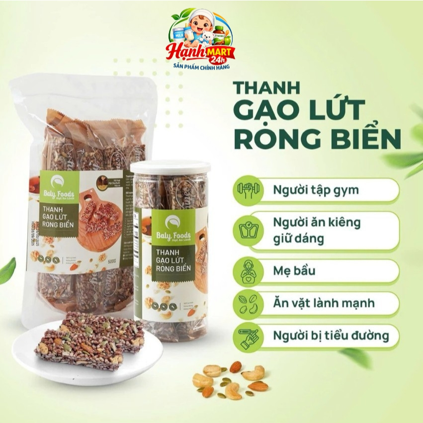 Thanh Gạo Lứt Rong Biển BALYFOODS Dinh Dưỡng Cho Người Ăn Kiêng, Mẹ Bầu, Giữ Dáng,Siêu Hạt