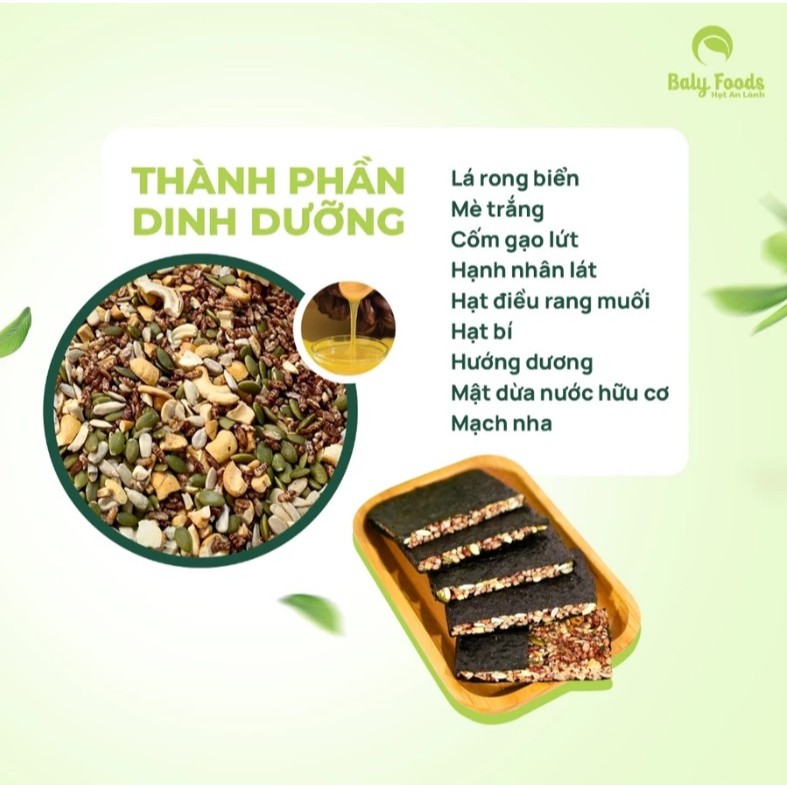 Thanh Rong Biển Kẹp Hạt BALYFOODS Dinh Dưỡng Cho Người Ăn Kiêng, Mẹ Bầu, Giữ Dáng,Siêu Hạt