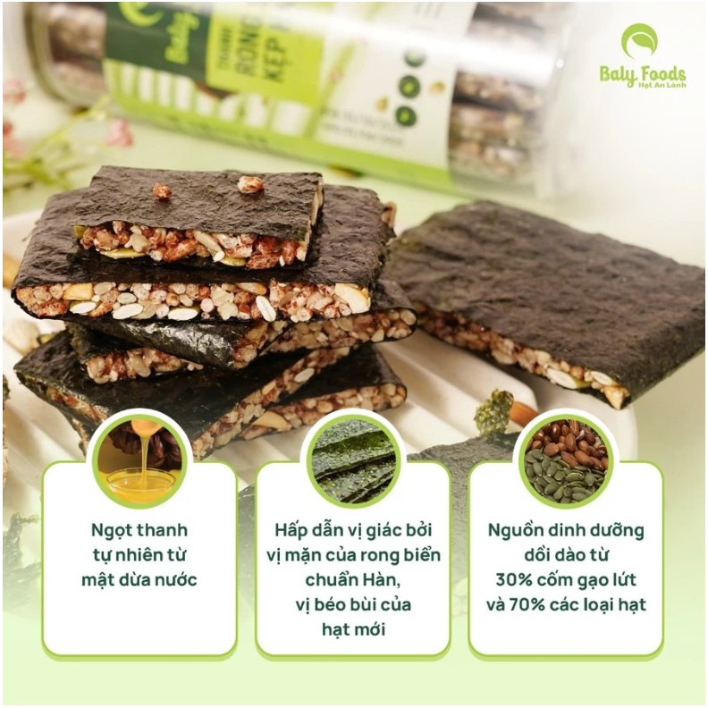 Thanh Rong Biển Kẹp Hạt BALYFOODS Dinh Dưỡng Cho Người Ăn Kiêng, Mẹ Bầu, Giữ Dáng,Siêu Hạt