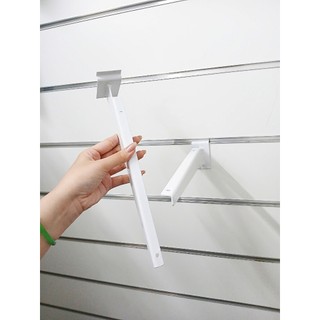 Cặp Tay Đỡ Kệ Gỗ Cài Rãnh Slatwall Màu Trắng 30cm Sắt Dày 2 Li Sơn Tĩnh Điện