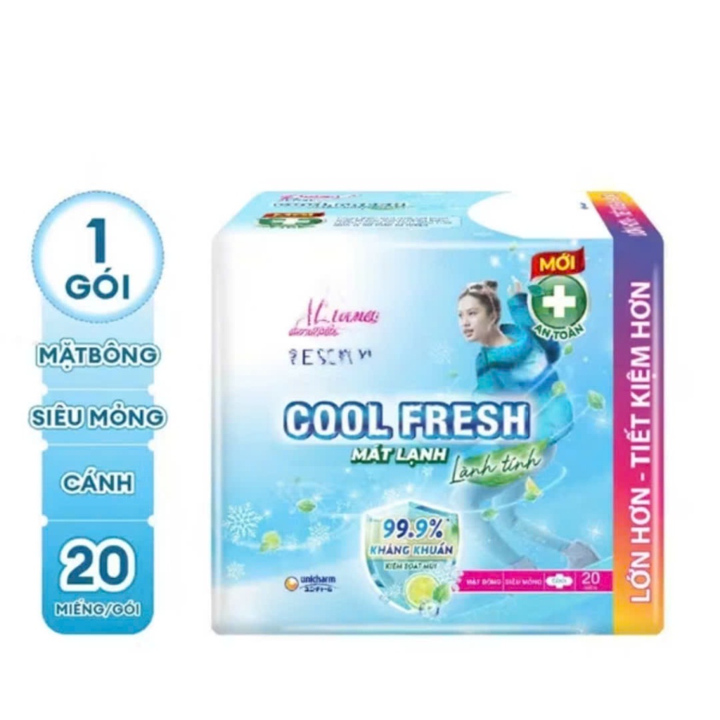 [Combo 4/6 gói] Băng vệ sinh Diana Sensi Cool Fresh siêu mỏng cánh/không cánh gói 8 miếng/20 miếng
