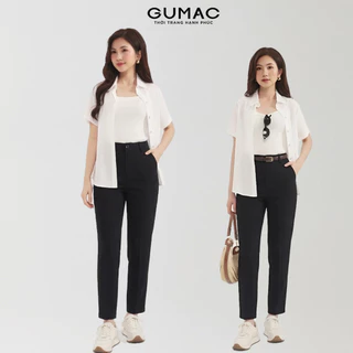 Quần tây nữ baggy ống đứng GUMAC dài 91cm lưng cao công sở chất liệu tuyết mưa dày dặn đứng form LQF0110