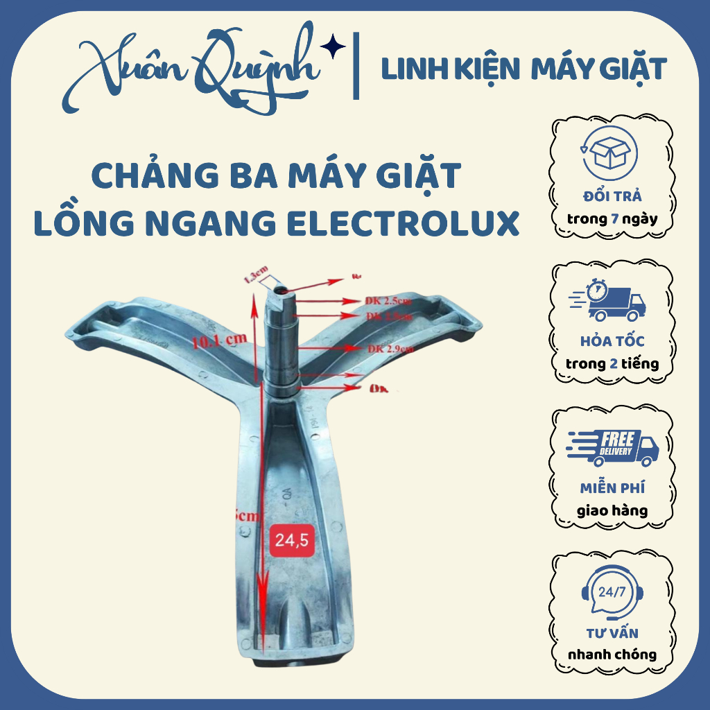 [TẶNG 1 MỠ BÒ] Càng chạc ba, chảng ba máy giặt ELEC - Phụ kiện thay thế chính hãng