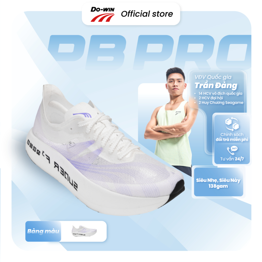 Giày Do-win PB PRO - Nhẹ 138 Gam Chạy Bộ Nam Nữ Công Nghệ Full