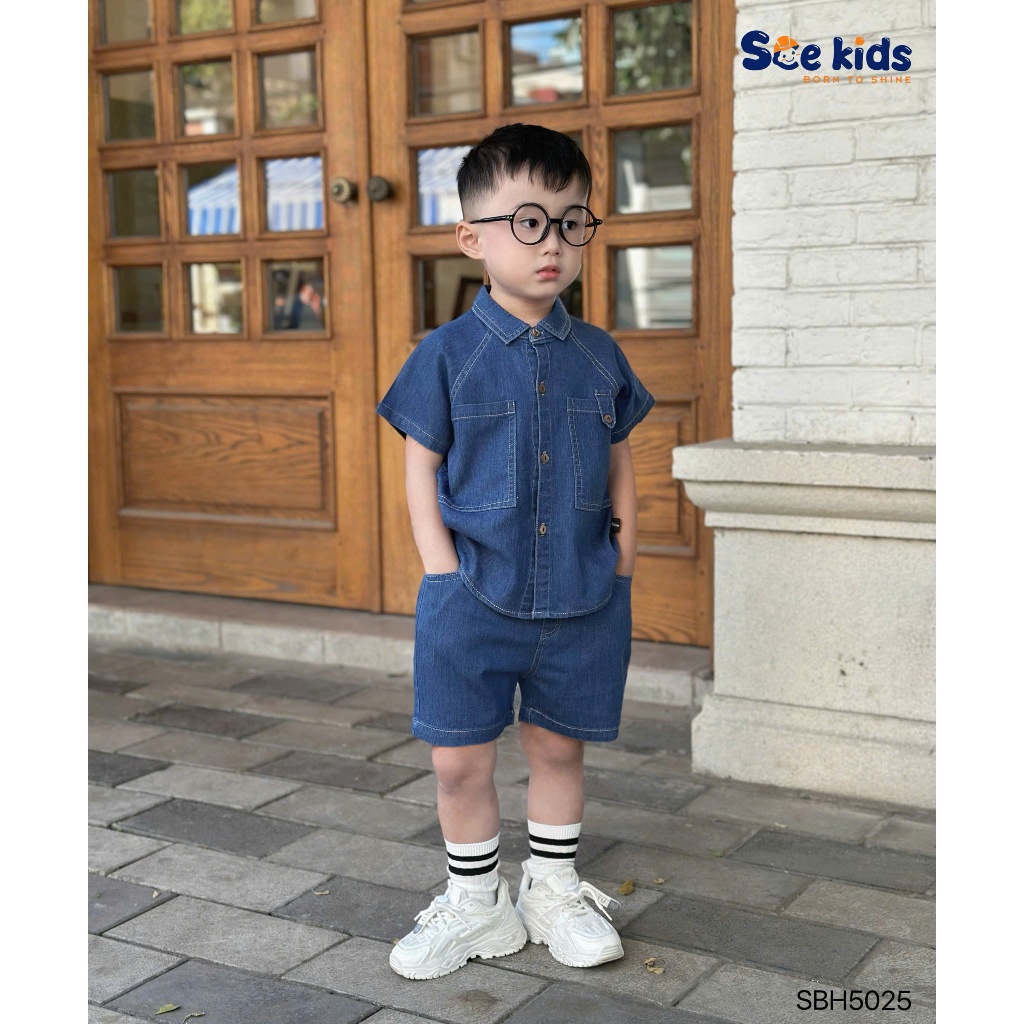 BH19 (8 -35kg )Sét Quần Áo Jean Giấy Cool Ngầu cho bé yêu diện hè cực yêu
