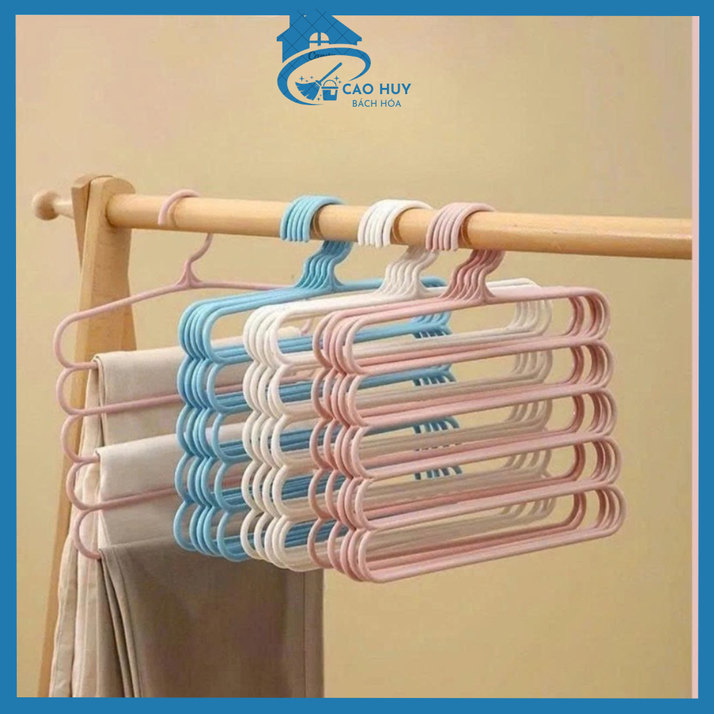 Set 10-20 Móc Treo Đồ 5 Tầng Thông Minh, Móc Phơi Quần Áo Đa Năng Nhựa Bền Đẹp