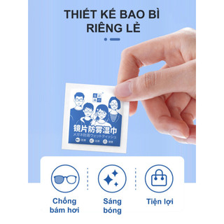 Hộp 100 khăn lau kính mắt kính cận, giấy lau kính nano chống sương mờ vân tay, bụi bẩn tiện lợi HomieTech