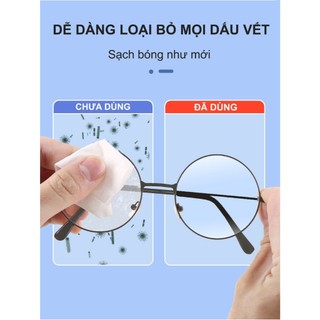 Hộp 100 khăn lau kính mắt kính cận, giấy lau kính nano chống sương mờ vân tay, bụi bẩn tiện lợi HomieTech