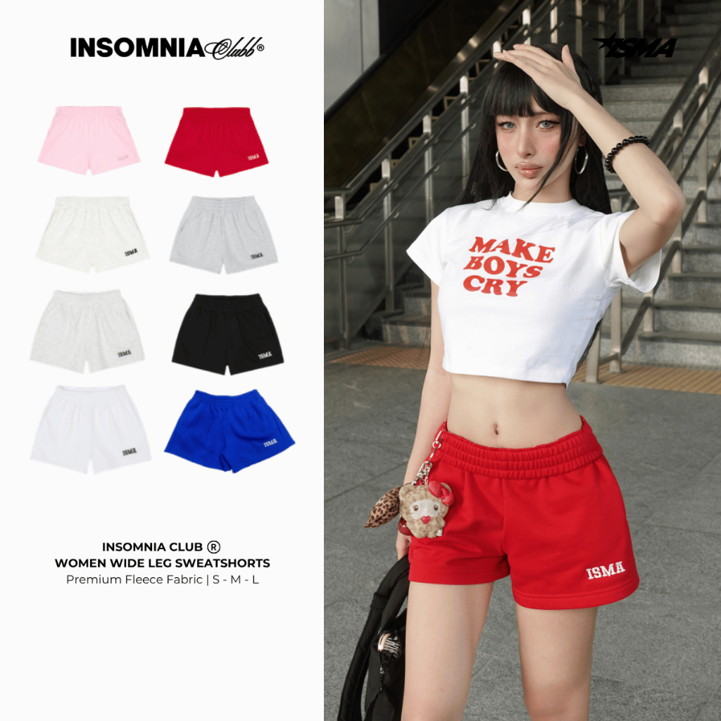 [NEW COLOR] Quần Đùi Nữ Nỉ Bông INSOMNIA Ống Rộng Thoải Mái - PS014