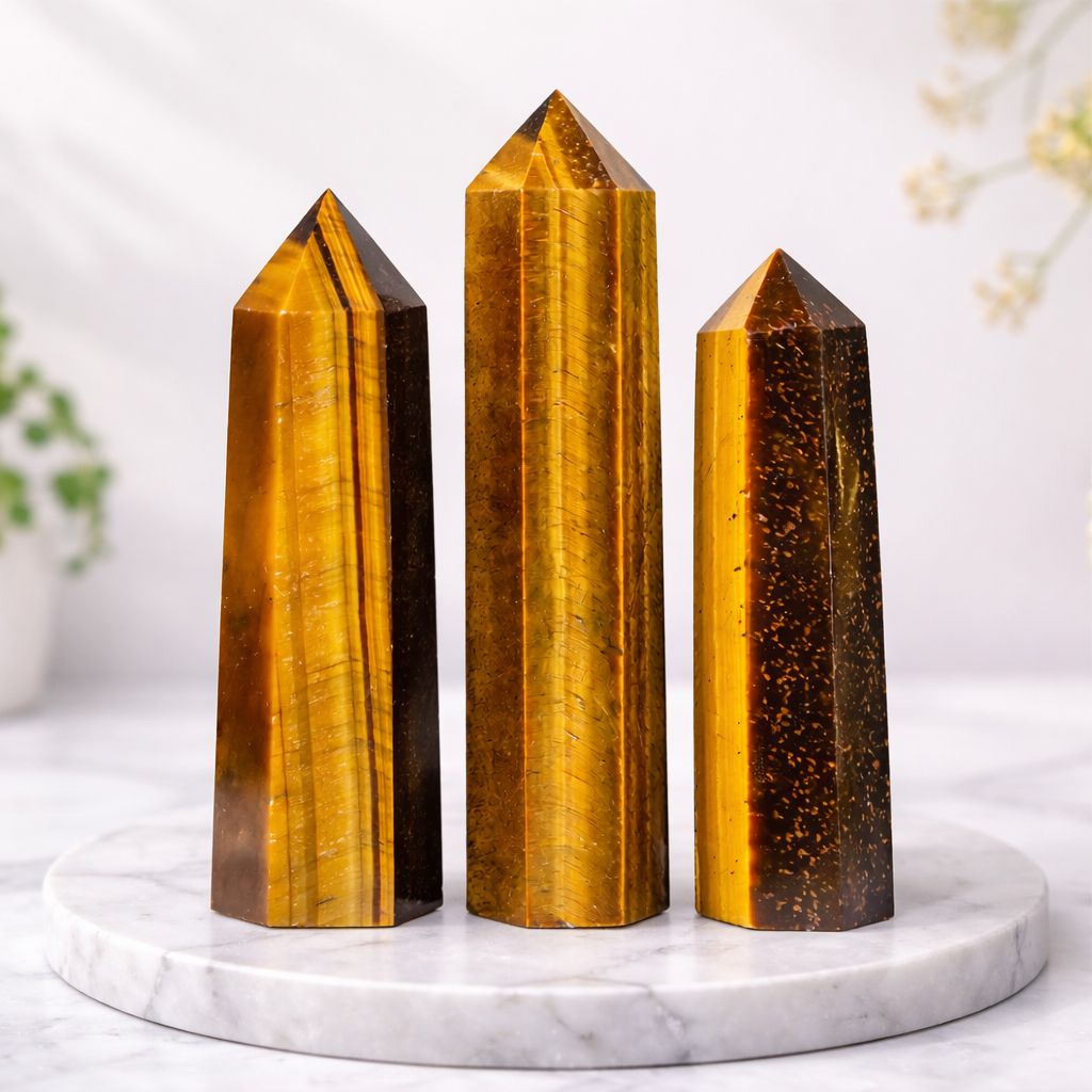 Trụ Mắt Hổ tự nhiên (Tiger Eye) - Bảo vệ khỏi năng lượng xấu, vững tinh thần - Đá thanh tẩy 8~10 cm