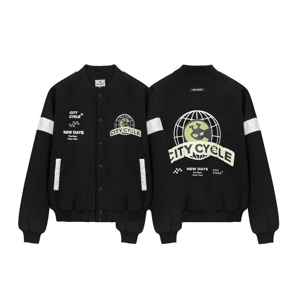(ĐỌC KỸ MÔ TẢ) Áo Khoác Varsity Local Brand New Days City Cycle 2 lớp nỉ phối da oversize nam nữ form rộng