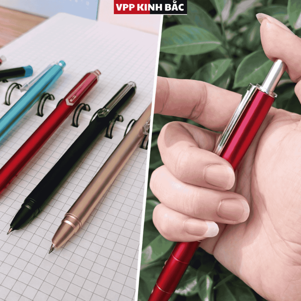 Combo Bút Máy Bấm Kim Tinh Chất Liệu ABS .(Tặng 50 ống mực khô 5 màu+pitong hút mực lọ).