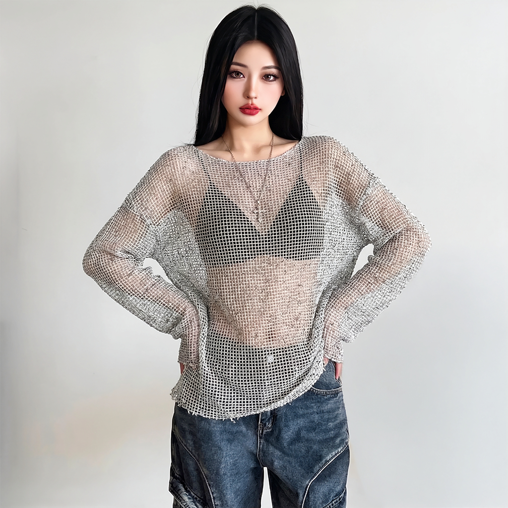 Áo Lưới Xuyên Thấu Tay Dài Trễ Vai PINKSTORE29 Kiểu Mùa Hè Cực Cháy A51332 | BigBuy360 - bigbuy360.vn