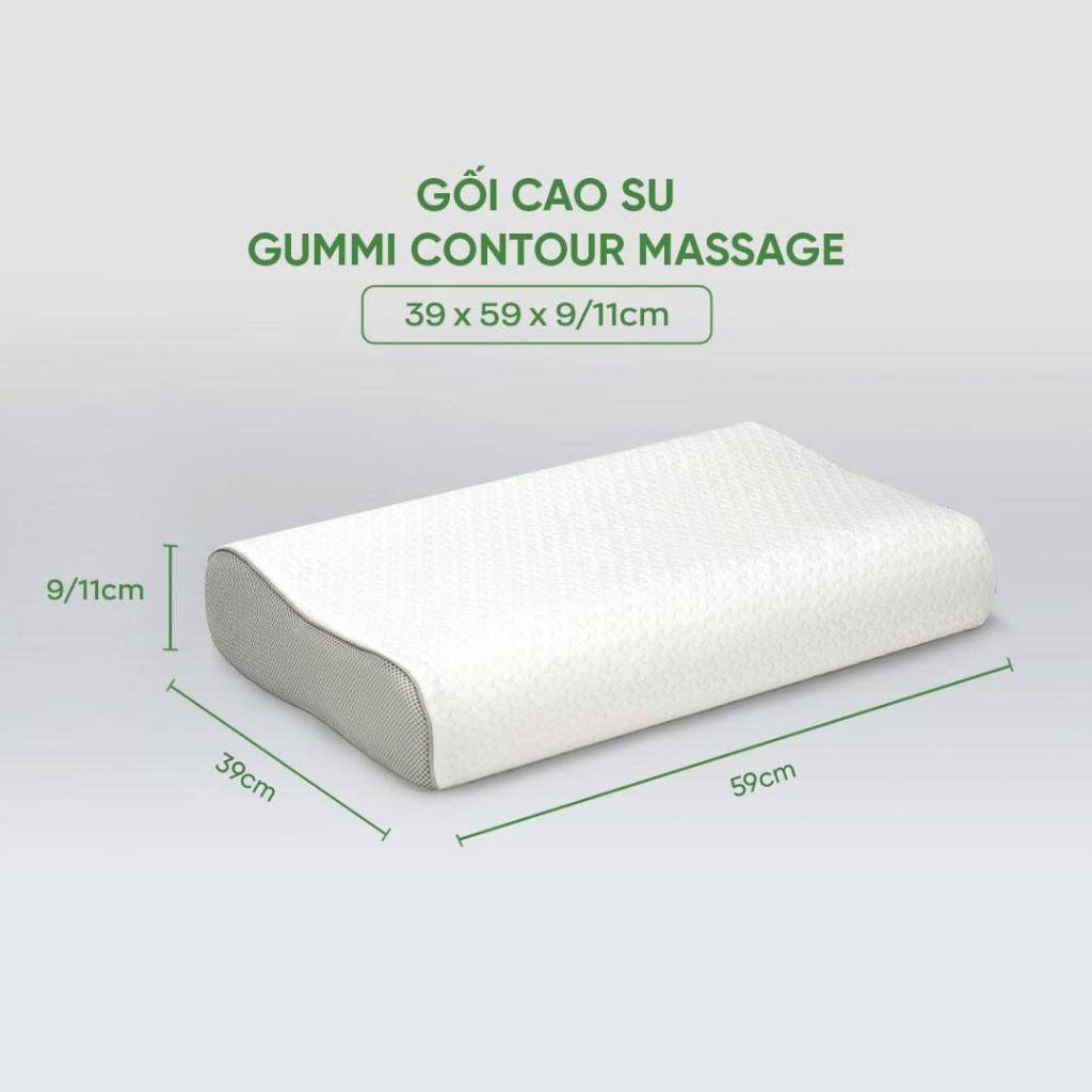 Gối cao su thiên nhiên Gummi Contour Massage 39x59cm nâng đỡ cổ vai gáy, mát mẻ thông tho