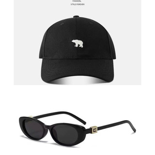 Set Mũ Lưỡi Trai Thêu Gấu Nâu Mocha + Kính Mát Bầu Dục Retro – Combo Mũ Kính Unisex Chuẩn Style Hàn Quốc Hot Trend 2026