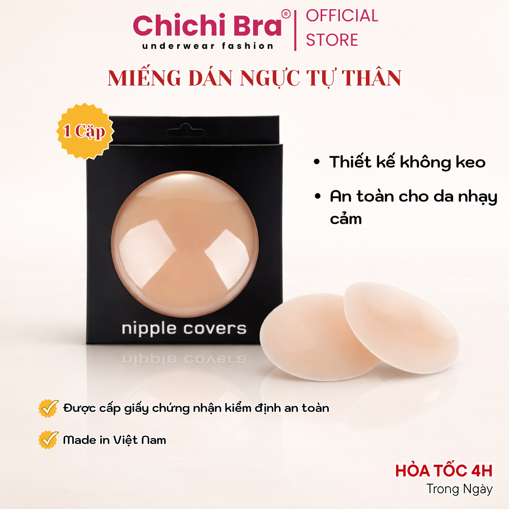 Miếng dán ngực silicon nhiệt tự thân cao cấp siêu mềm sử dụng được nhiều lần CHICHI HOUSES 500