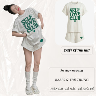 Set Bộ Áo Phông Nữ Chepol Form Rộng, In Chữ, Cổ Tròn, Phối Chân Váy, Chất Cotton (Áo Thun Trắng+Quần Đùi Trắng) CP_10192