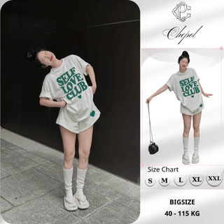 Set Bộ Áo Phông Nữ Chepol Form Rộng, In Chữ, Cổ Tròn, Phối Chân Váy, Chất Cotton (Áo Thun Trắng+Quần Đùi Trắng) CP_10192