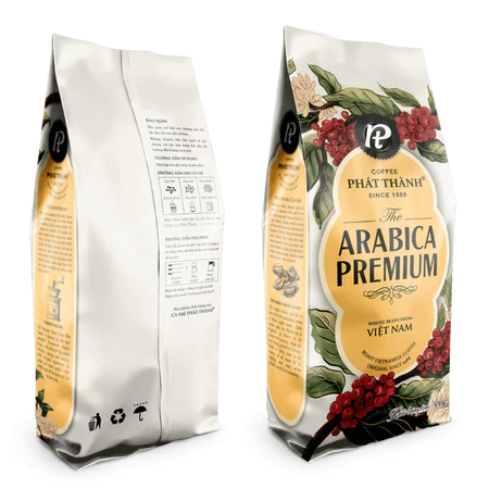 Cà phê nguyên hạt Arabica Premium AP - Phin & máy - ARABICA, ROBUSTA - Chua nhẹ, thơm nồng - Cà phê Phát Thành gói 500g