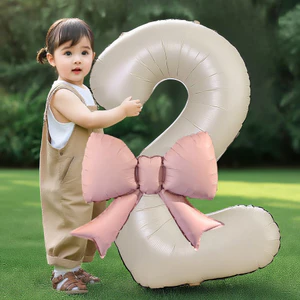 Bóng Số Tuổi Màu Trắng Sứ 70cm, Bóng Số Trắng Sứ Kèm Nơ Lì Trang Trí Sinh Nhật, Decor Góc Chụp Ảnh