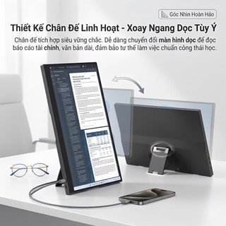 Màn Hình Cảm Ứng Di Động 15.6 Inch Full HD IPS HDR Type-C HDMI - Hỗ Trợ Laptop, Điện Thoại, Game (Tặng Kèm Cáp)
