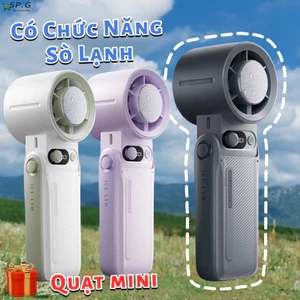 Quạt cầm tay mini cao cấp pin 8000mAh có chức năng sò lạnh gấp gọn gió mạnh tiện lợi bảo hành 12 tháng