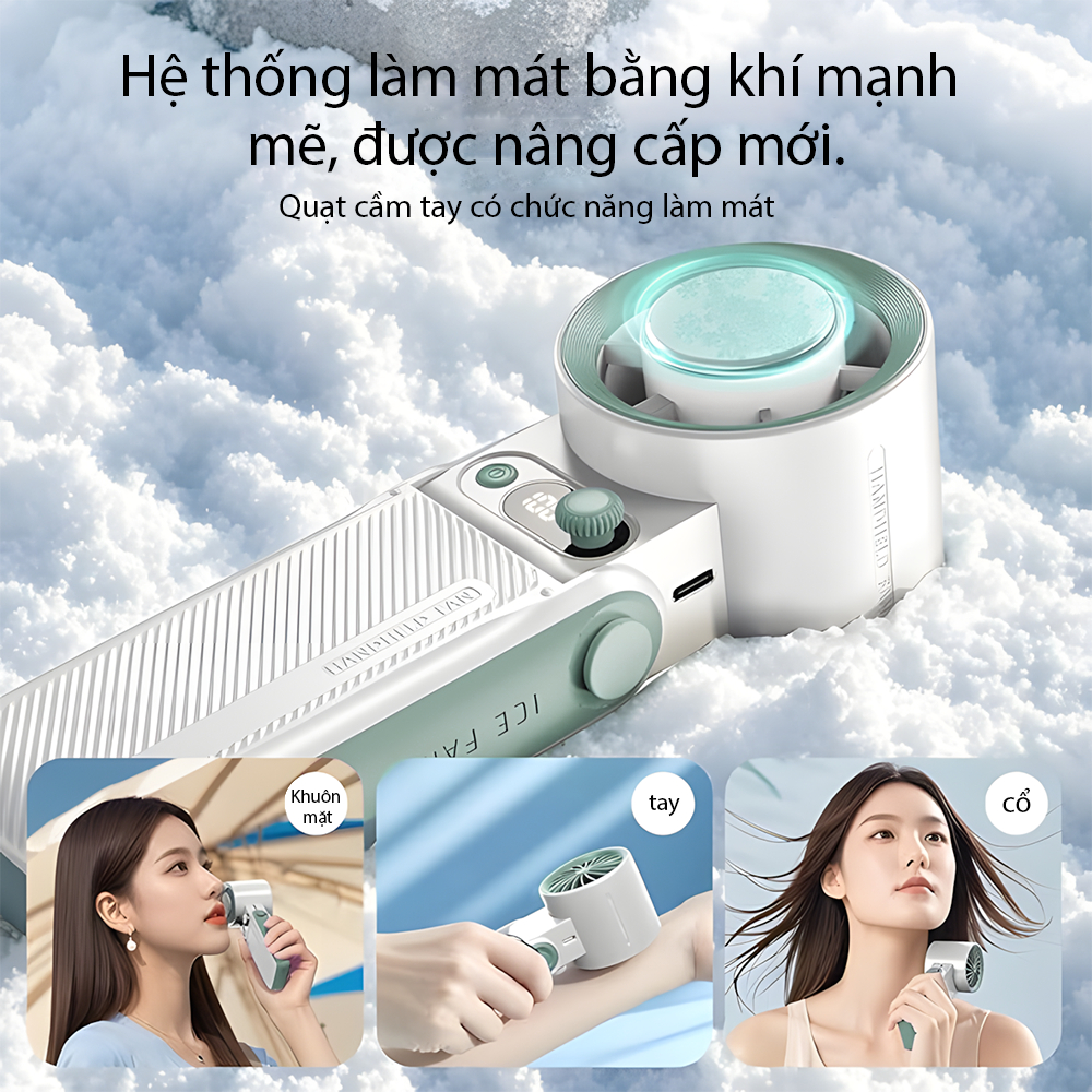 Quạt cầm tay mini  cao cấp pin 8000mAh có chức năng sò lạnh gấp gọn gió mạnh tiện lợi bảo hành 12 tháng