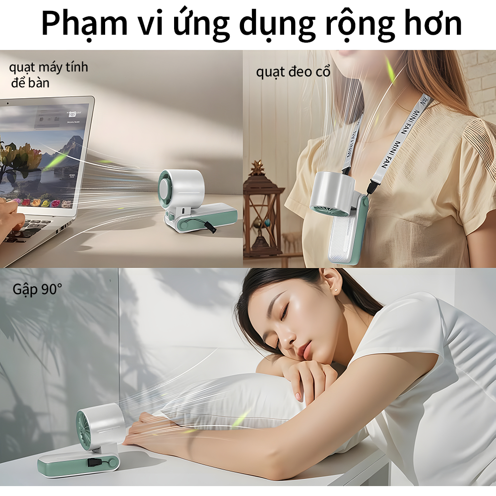 Quạt cầm tay mini  cao cấp pin 8000mAh có chức năng sò lạnh gấp gọn gió mạnh tiện lợi bảo hành 12 tháng