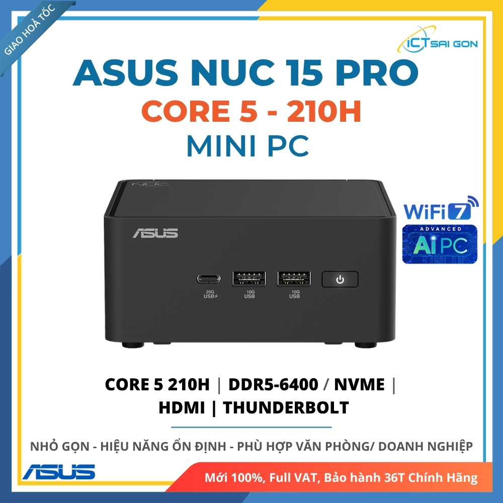 Mini PC ASUS NUC 15 Pro RNUC15CRHC500000I Core 5 210H 2x DDR5 2x NVMe ...